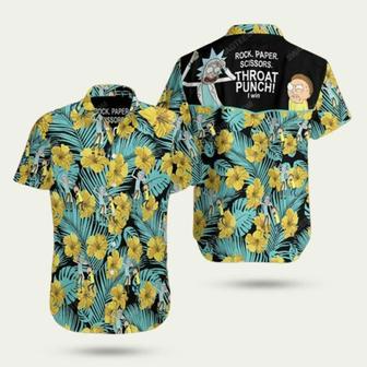 Rock Paper Scissors Rick And Morty Cartoon Movie Hawaiian Shirt | Newhawaiianshirts