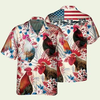 Rooster With American Flag Hawaiian Shirt | Newhawaiianshirts DE