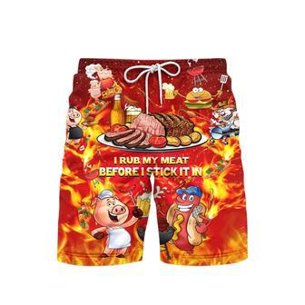 Rub My Meat Before I Stick It In Hot Fire Beach Shorts For Men | Newhawaiianshirts CA