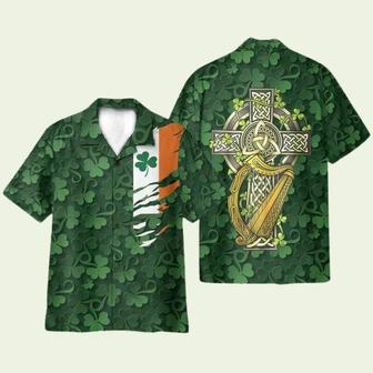 Saint Patrick Is Day Shamrock Celtic Cross Harp Irish Hawaiian Shirt | Newhawaiianshirts UK