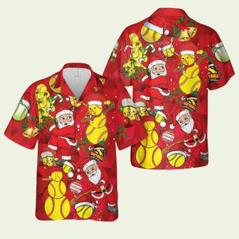 Santa Softball Christmas Hawaiian Shirt | Newhawaiianshirts DE