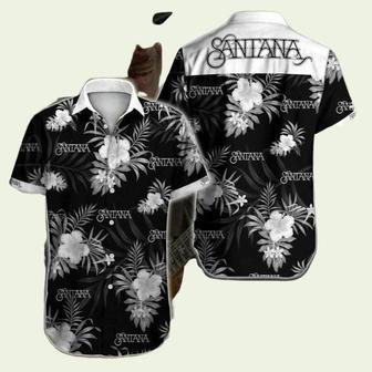 Santana Singer Gray Flowers Black Hawaiian Shirt | Newhawaiianshirts UK