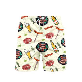 Sausages And Beer Big Set Of Barbeque Party Food Beach Shorts For Men | Newhawaiianshirts AU