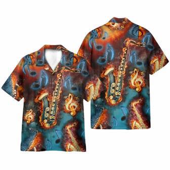 Saxophone Fire Flame Hawaiian Shirt | Newhawaiianshirts DE