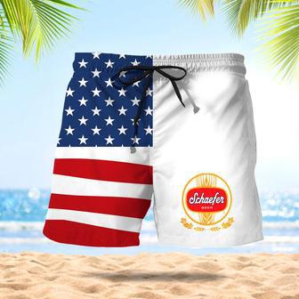 Schaefer Beer American Flag Swim Trunks | Newhawaiianshirts AU