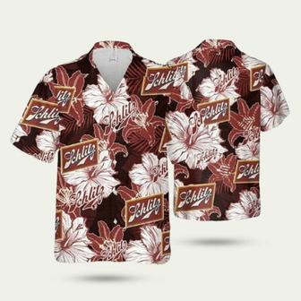 Schlitz Beer Tropical Flower Pattern Hawaiian Shirt | Newhawaiianshirts CA