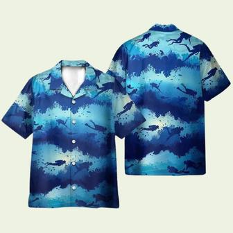 Scuba Diving Blue Mens Hawaiian Shirt | Newhawaiianshirts AU