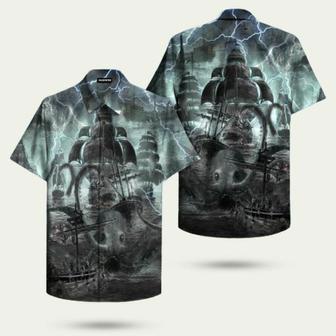 Sea Monster Attached Pirate Ship Hawaiian Shirt | Newhawaiianshirts DE