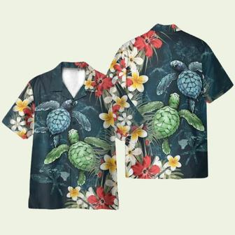 Sea Turtle Tropical Hibiscus And Plumeria Hawaiian Shirt | Newhawaiianshirts CA