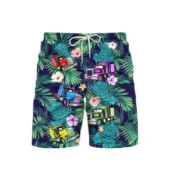 Semi Trailer Truck Tiki Tropical Beach Shorts For Men | Newhawaiianshirts UK