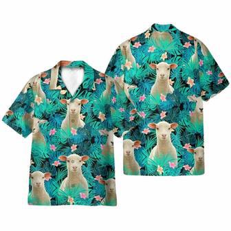 Sheep In Tropical Green Leaves Hawaiian Shirt | Newhawaiianshirts CA