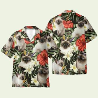 Siamese Cat In Tropical Green Leaves Hawaiian Shirt | Newhawaiianshirts