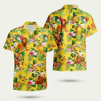 Simba Lion King Yellow Green Leaf Patterns Summer Tropical Disney Hawaiian Shirt | Newhawaiianshirts AU