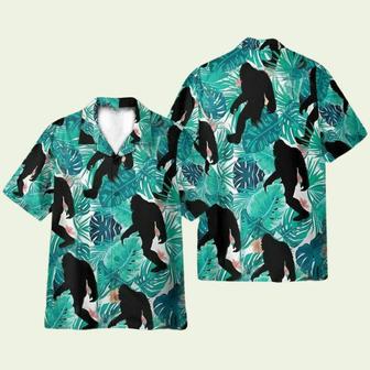 Simple Bigfoot In Tropical Green Leaves Hawaiian Shirt | Newhawaiianshirts