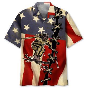 Skiing America Flag Hawaiian Shirt Summer Gifts | Newhawaiianshirts UK