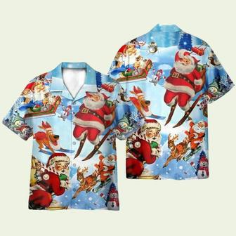 Skiing Santa Claus Funny Hawaiian Shirt | Newhawaiianshirts DE