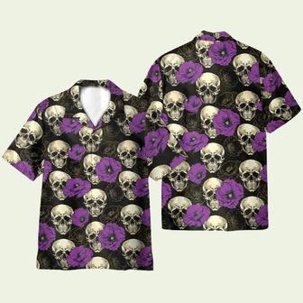 Skull And Purple Flower Tropical Hawaiian Shirt | Newhawaiianshirts CA