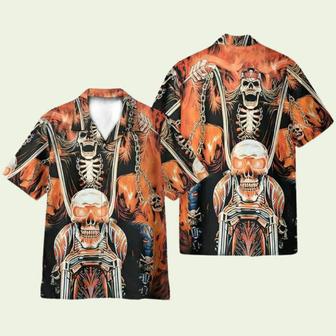 Skull Gangster Biker Ride Or Die Motorcycles Racing Hawaiian Shirt | Newhawaiianshirts CA