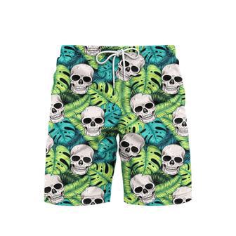 Skull On Palm Leaves Beach Shorts For Men | Newhawaiianshirts AU