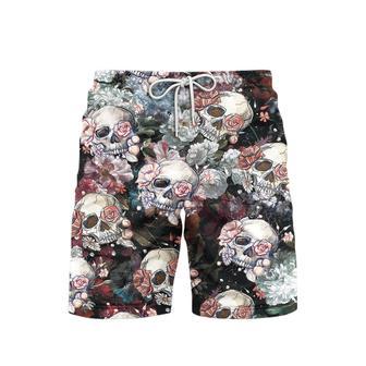 Skull Roses Beach Shorts For Men | Newhawaiianshirts