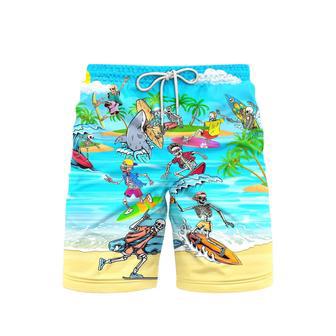 Skull Surfing In Summer Beach Shorts For Men | Newhawaiianshirts