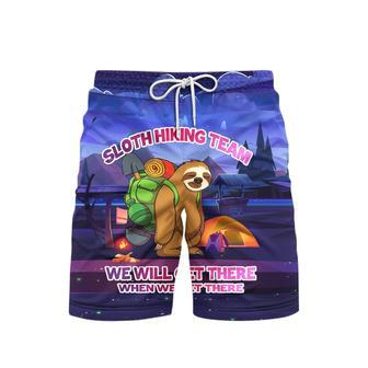 Sloth Hiking Team Night Landscape Beach Shorts For Men | Newhawaiianshirts UK