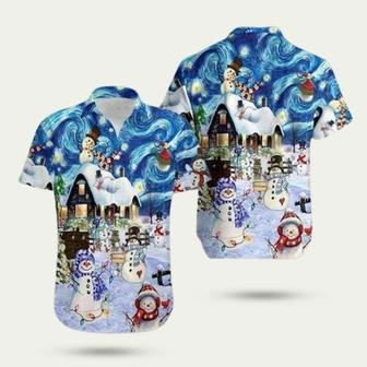 Snowman In Christmas Night Hawaiian Shirt | Newhawaiianshirts DE