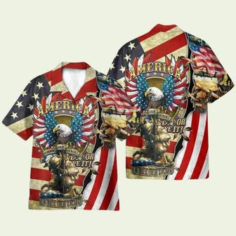 Soldier And Eagle American July America Independence Day Hawaiian Shirt | Newhawaiianshirts CA