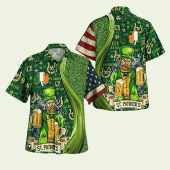 St Patricks Day Good Luck Shamrock Drinking Man Hawaiian Shirt | Newhawaiianshirts CA