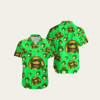 St Patricks Shamrock Gold Leopard Rainbow Cool Hawaiian Shirt | Newhawaiianshirts AU