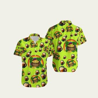 St Patricks Shamrock Gold Leopard Rainbow Print Beer Hawaiian Shirt | Newhawaiianshirts AU