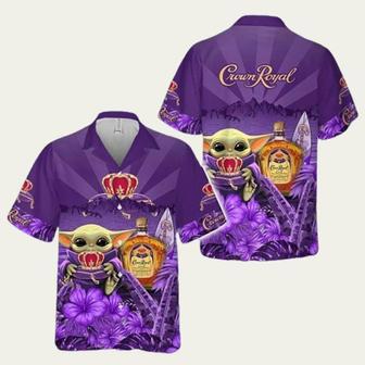 Star Wars Baby Yoda Holding Crown Royal Hawaiian Shirt | Newhawaiianshirts CA