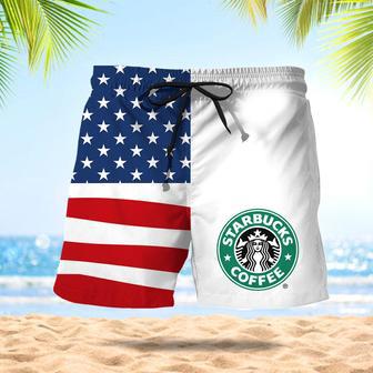 Starbucks American Flag Summer Swim Trunks | Newhawaiianshirts