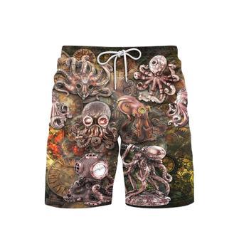 Steampunk Octopus Beach Shorts For Men | Newhawaiianshirts CA