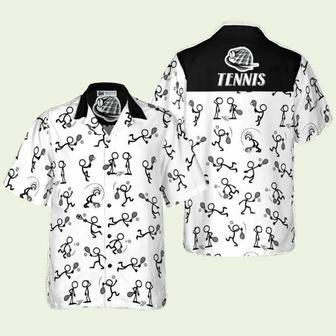 Stick Figures Tennis Black And White Hawaiian Shirt | Newhawaiianshirts UK