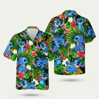 Stitch Green Flower Hawaiian Shirt | Newhawaiianshirts CA