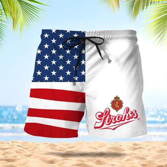 Stroh's Beer American Flag Swim Trunks | Newhawaiianshirts