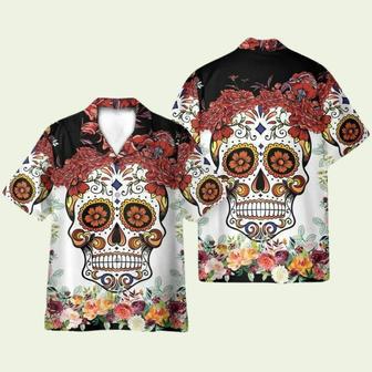 Sugar Skull Flowers Hawaiian Shirt | Newhawaiianshirts CA