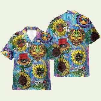 Sunflower Weed Colorful Pattern Hippie Hawaiian Shirt | Newhawaiianshirts DE