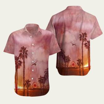 Sunset Santa Monica Pier Canvas Hawaiian Shirt | Newhawaiianshirts UK