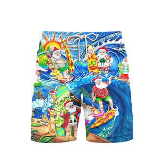 Surfing Funny Santa Christmas Beach Shorts For Men | Newhawaiianshirts UK