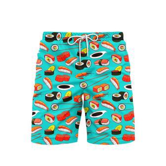 Sushi Rolls Japanese Seafood Beach Shorts For Men | Newhawaiianshirts