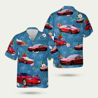 Tesla Model Plaid Red Hawaiian Shirt | Newhawaiianshirts UK