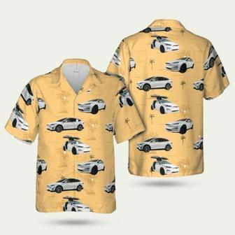 Tesla Model X White Hawaiian Shirt | Newhawaiianshirts DE