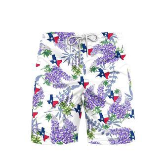 Texas Flag Bluebonnets Beach Shorts For Men | Newhawaiianshirts AU