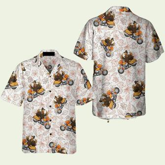 Thanksgiving Turkey Riding Motorcycle Hawaiian Shirt | Newhawaiianshirts AU