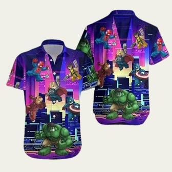 The Avengers Marvel Lego City Nights Best Marvel Hawaiian Shirt | Newhawaiianshirts UK