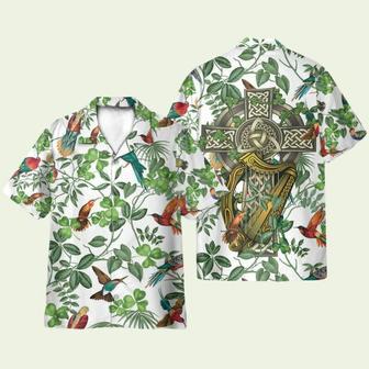 The Celtic Cross Harp Irish Shamrock Hawaiian Shirt | Newhawaiianshirts