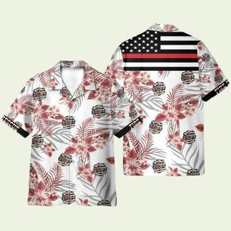 The Red Line Flag Firefighter Hawaiian Shirt | Newhawaiianshirts AU