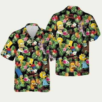 The Simpsons Characters Pineapple Black Hawaiian Shirt | Newhawaiianshirts DE